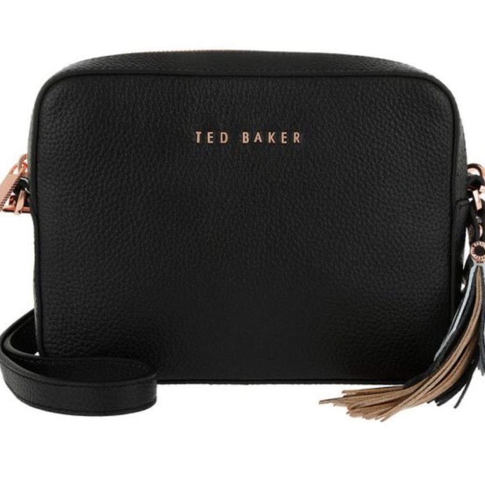 Black Crossbody Camera Bag with Rose Gold Accents | Ted Baker